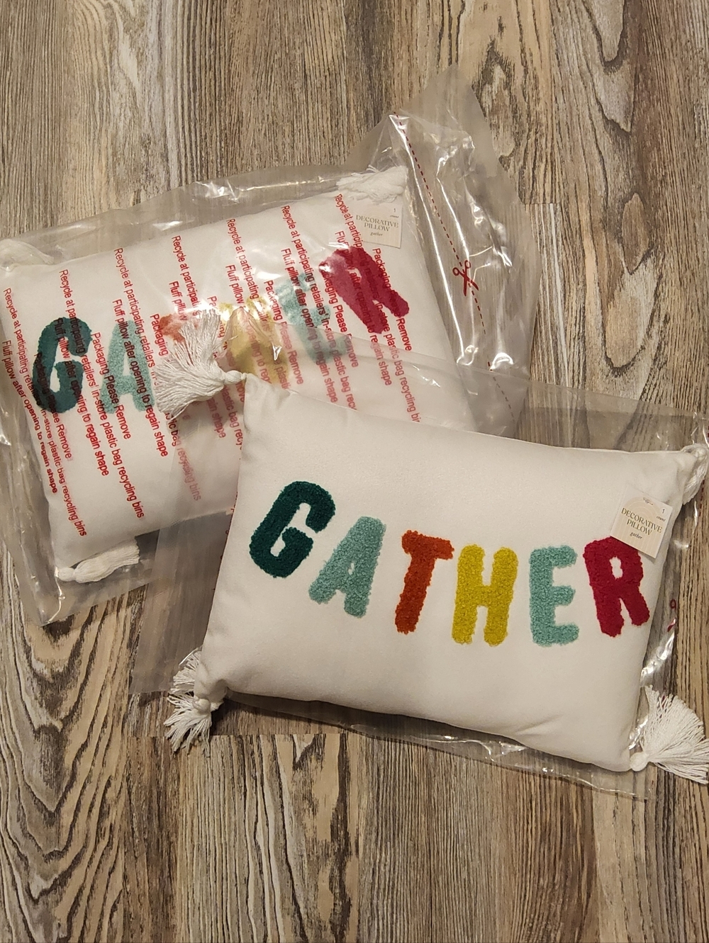 (2) Puff Embroidered Tassel Throw Pillows